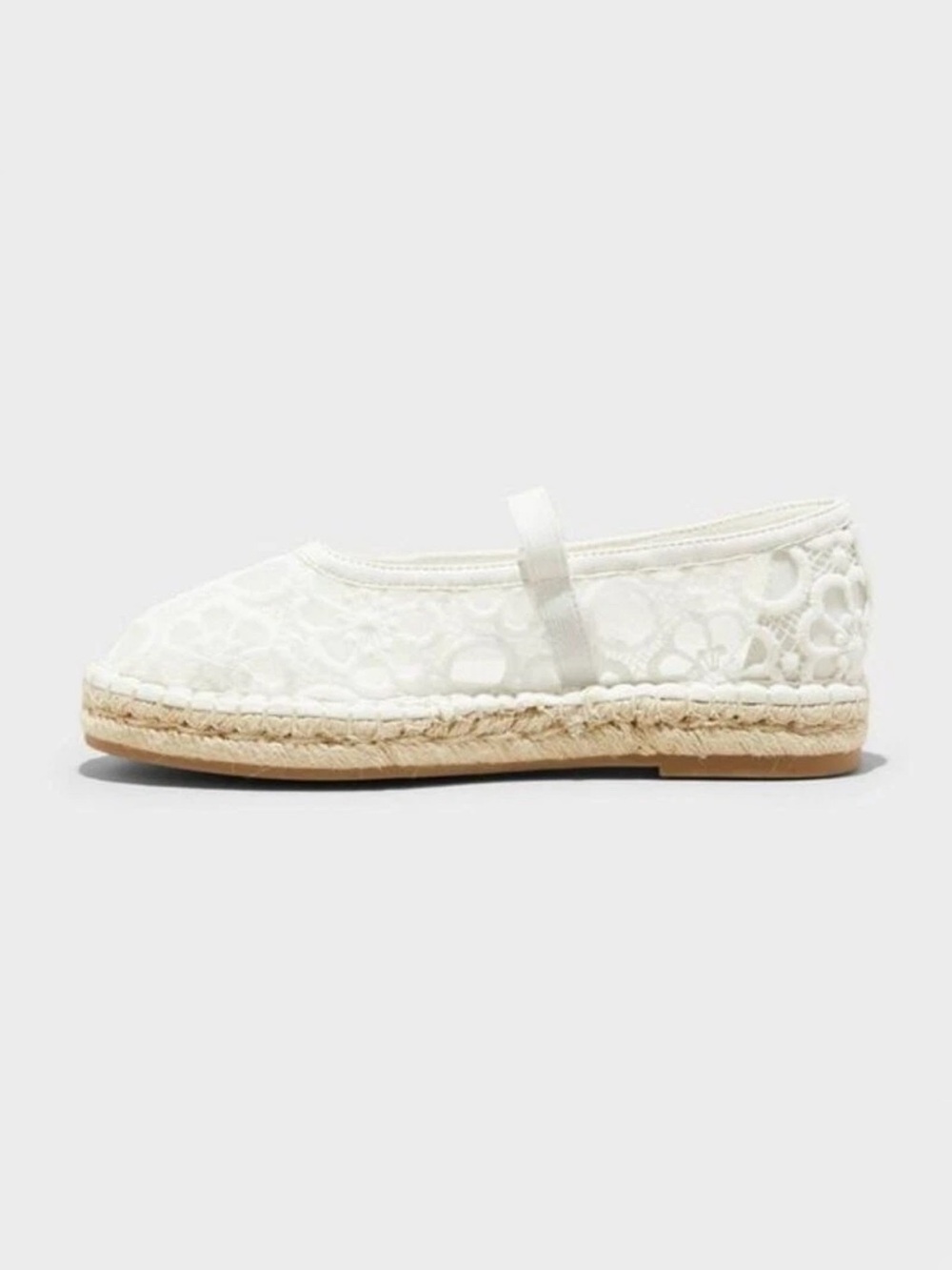Women's Celia Floral Lace Mary Jane Espadrille Boho Flat Shoes White - Picture 9 of 11